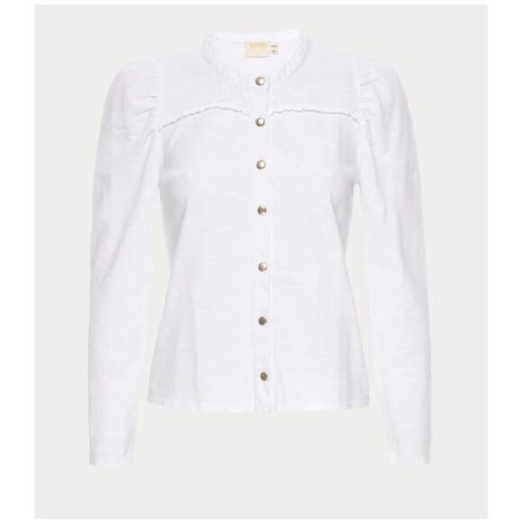 Nation LTD Juniper Femme Collarless Snap Tee Optic White, Sz XS - Picture 3 of 15